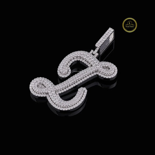 Custom Initial Letter Lab Diamond Pendant with Fully Iced Out Luxury Hip Hop Jewelry Design By Ivevar