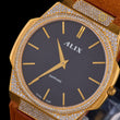 Gold Diamond Bezel Brown Suede Strap Men's Watch - View 2