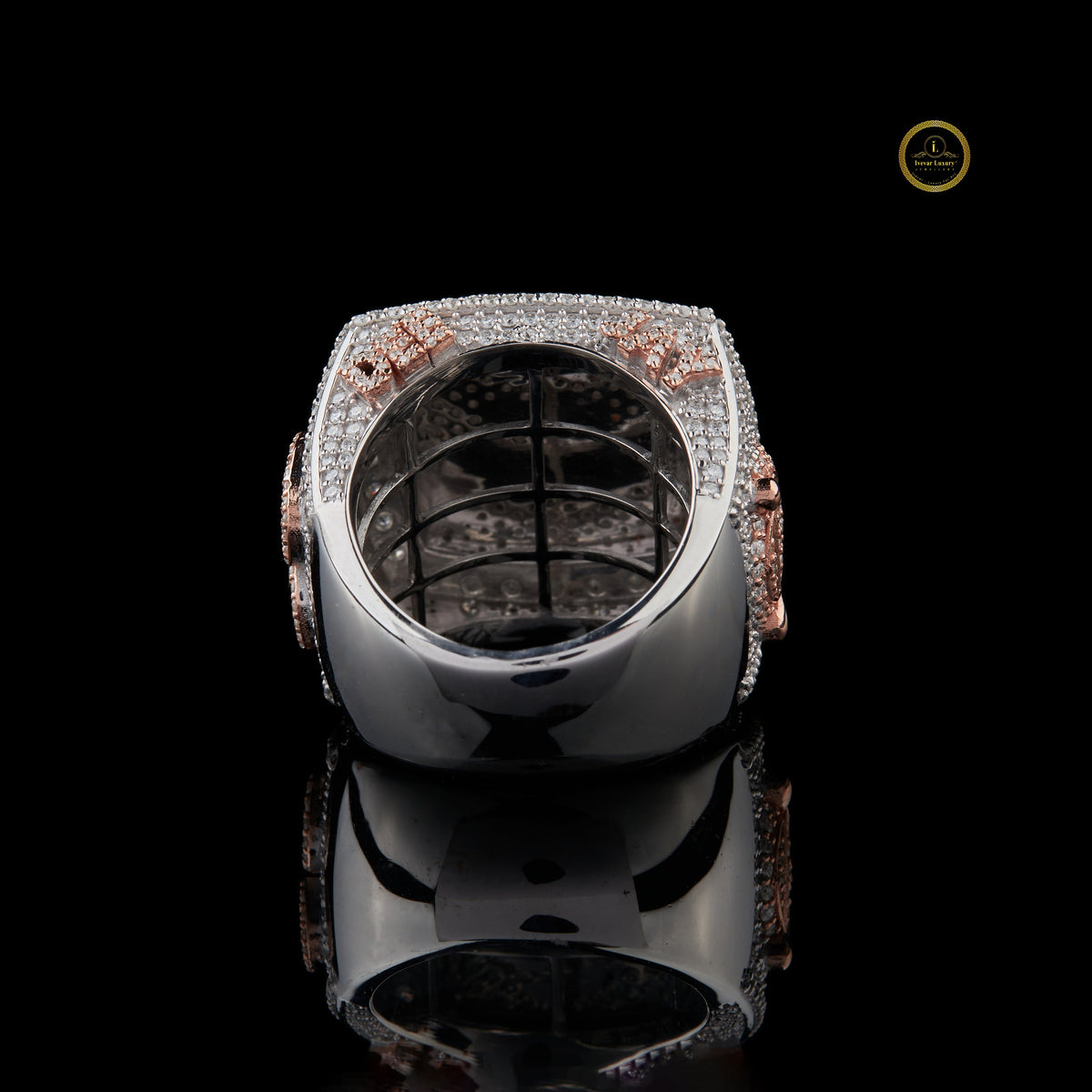 3.90 TCW Two Tone Iced Out Statement Championship Ring with Custom ‘2 Funny’ Lab Grown Diamond Design - View 4