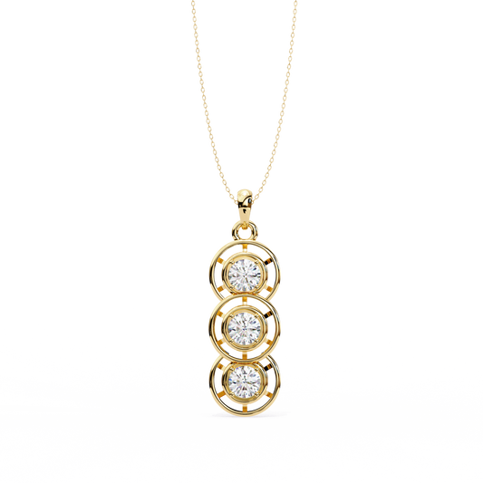 Three Stone Drop Pendant with Round Moissanite Diamond - View 2