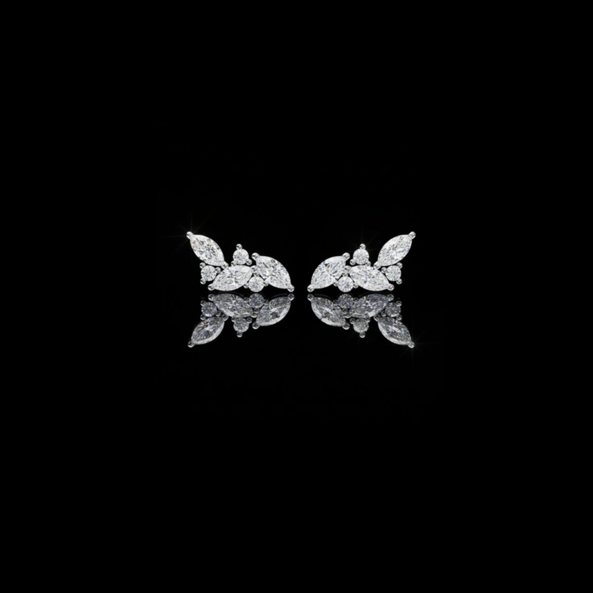 Luxury Finest Lab Created Diamond Marquise Leaf Climber Earring for Birthday Gift