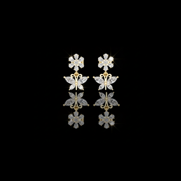 Desire Multi Cut Moissanite Diamond Butterfly Drop Earrings Floral Inspired Fine Jewelry