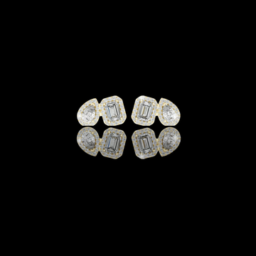 Pear And Emerald Lab Diamond Cluster Earrings Two Stone Halo Studs