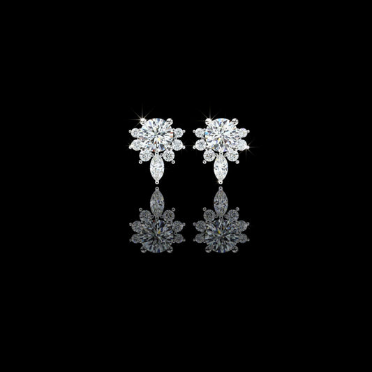 Sustainable Sparkle Top Luxury Round Cut Lab Grown Diamond Earring For Soft Corner