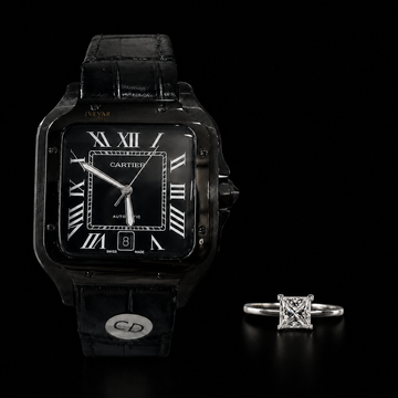Timeless Elegance Inspired Watch & Princess Cut Moissanite Diamond Ring Set