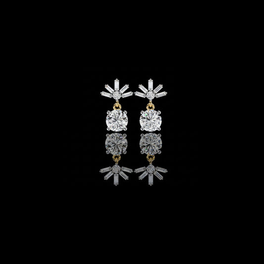 Stunning Lab Created Diamond Baguette and Round Brilliant Harmony Earring