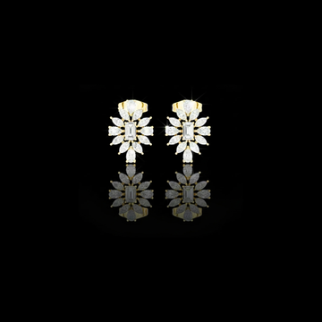 Interlocking Dual Halo Emerald Lab Diamond Stud Earrings Intertwined Loop