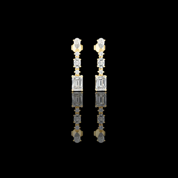 Regal Lineage Emerald Cut Lab Diamond Drop Earrings with Pear & Oval Accents