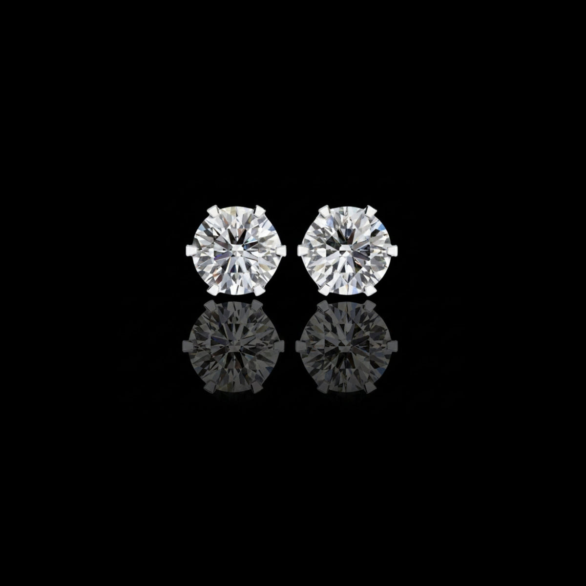 Luxury Lab Grown Diamond Round Cut Solitaire Stud Earrings with Classic Six Prong Setting