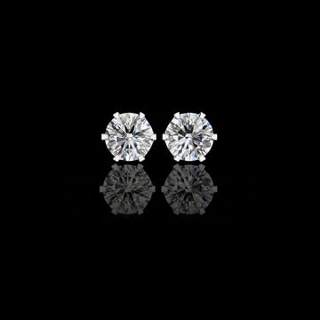 Luxury Lab Grown Diamond Round Cut Solitaire Stud Earrings with Classic Six Prong Setting