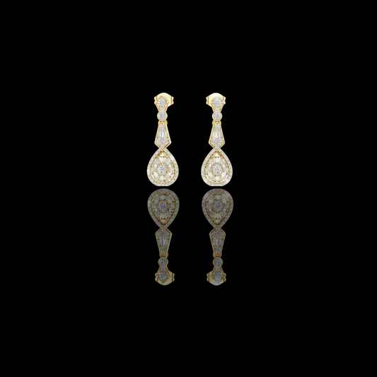 Pure Opulence Round Moissanite Diamond Halo Drop Earrings Premium Fine Jewelry