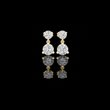 Dual Brilliance Round Lab Diamond Drop Earrings with Graduated Two Stone Design