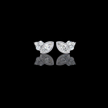 Exquisite Marquise Moissanite Diamond Cluster Stud Earrings in Bezel Setting for Timeless Elegance