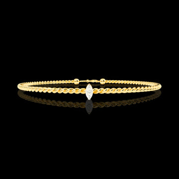 Minimalist Marquise Lab Diamond Twisted Rope Bangle For Her