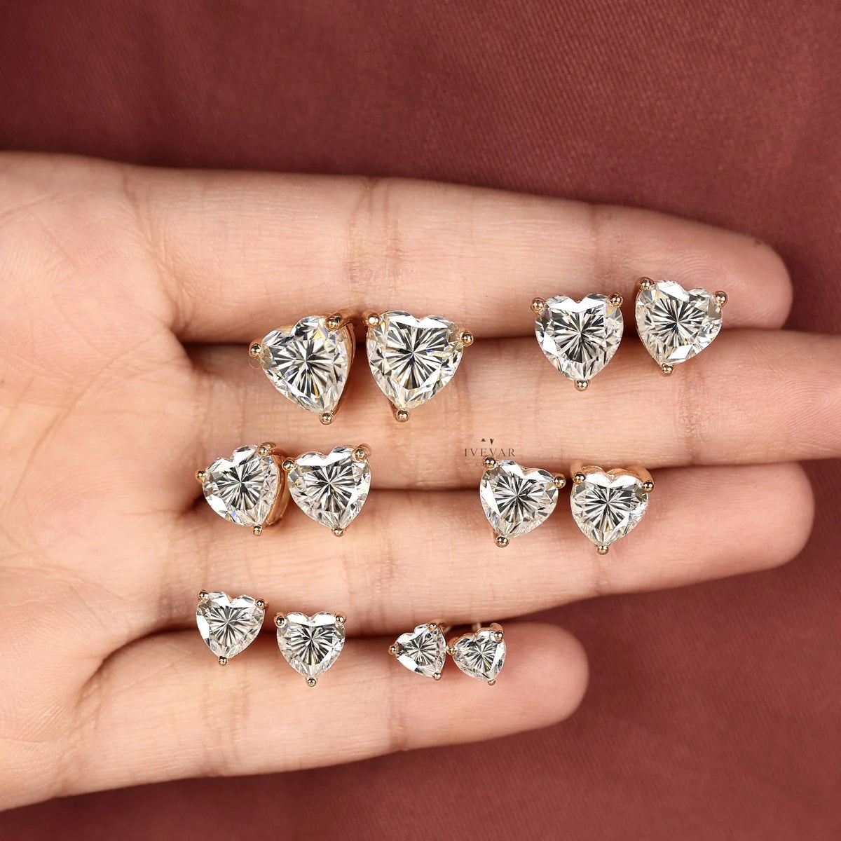 Heart Shape Moissanite Diamond Stud Earring For Love - View 4