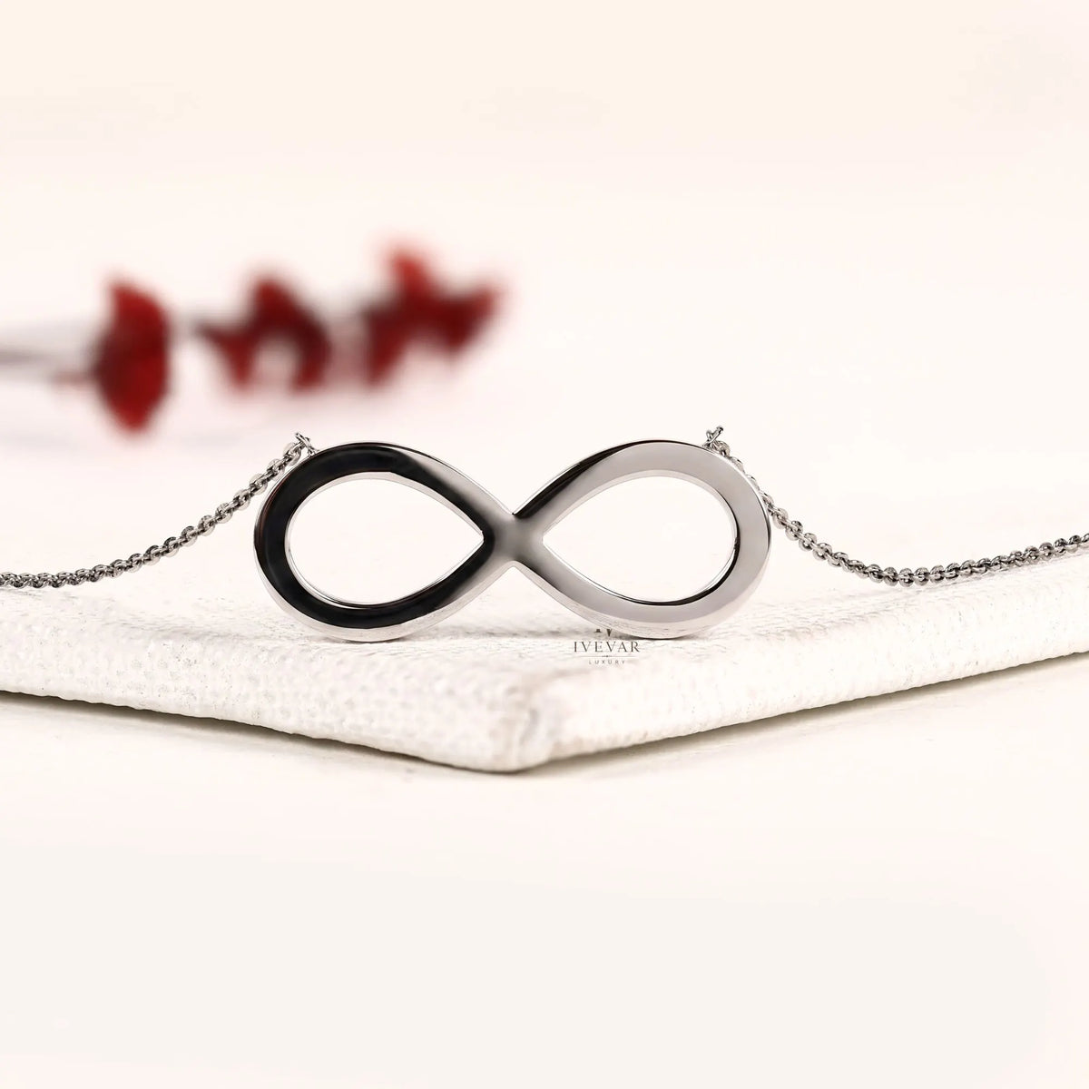 Infinity Style Round Moissanite Diamond Pendant Necklace - View 3