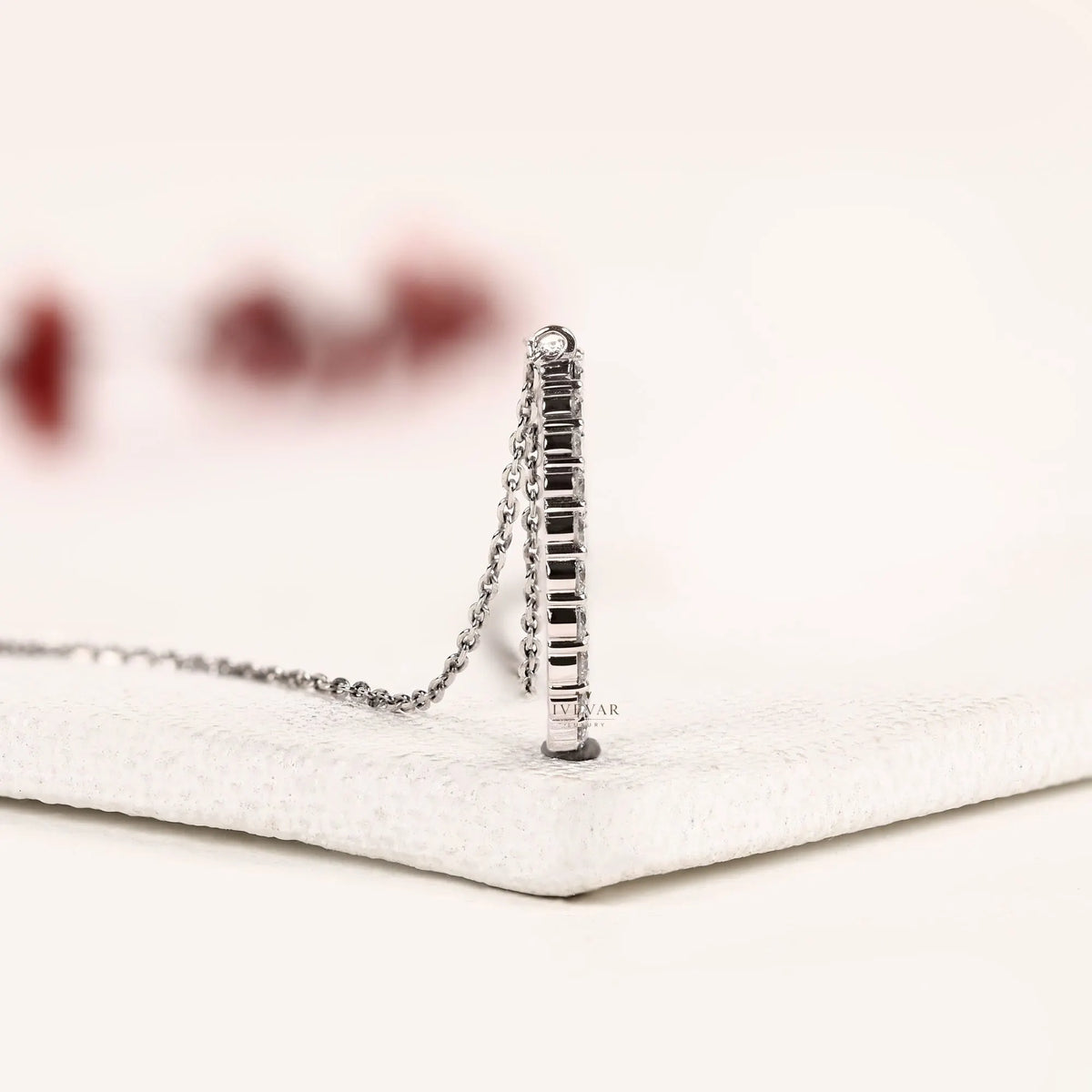 Open Teardrop Round Lab Grown Diamond Pendant Necklace - View 3