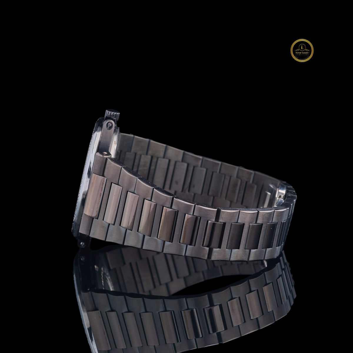 Elegant Black Dial Bezel Diamond Studded Watch - View 3
