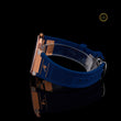 Rose Gold Blue Face Diamond Bezel Blue Strap Luxury Watch - View 3
