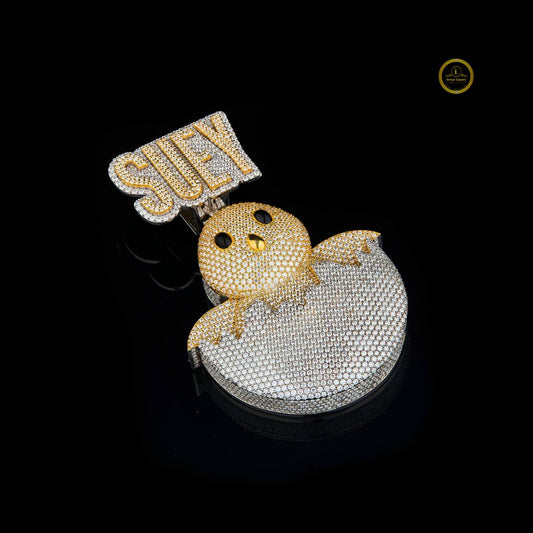 Full Round Cut Simulated Diamond Bird Pendant with Moissanite Diamond By Ivevar.