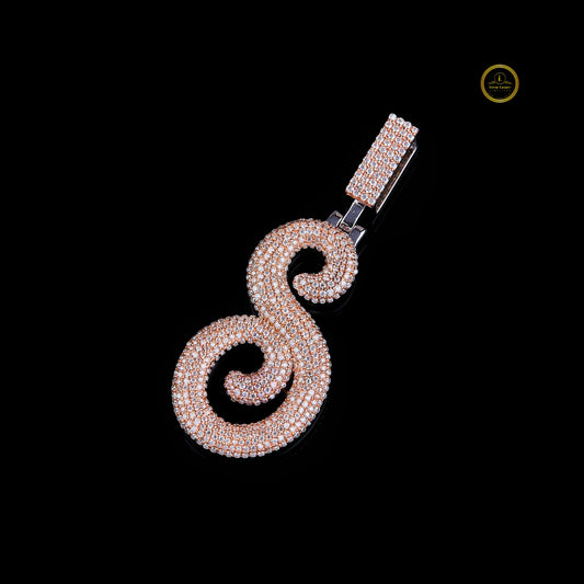 One Letter Pendnet With Two Tone and Lab Grown Round Cut Diamond Pendent by Ivevar