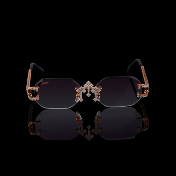 Designer Custom Diamond Sunglasses Gold Frame Statement Style