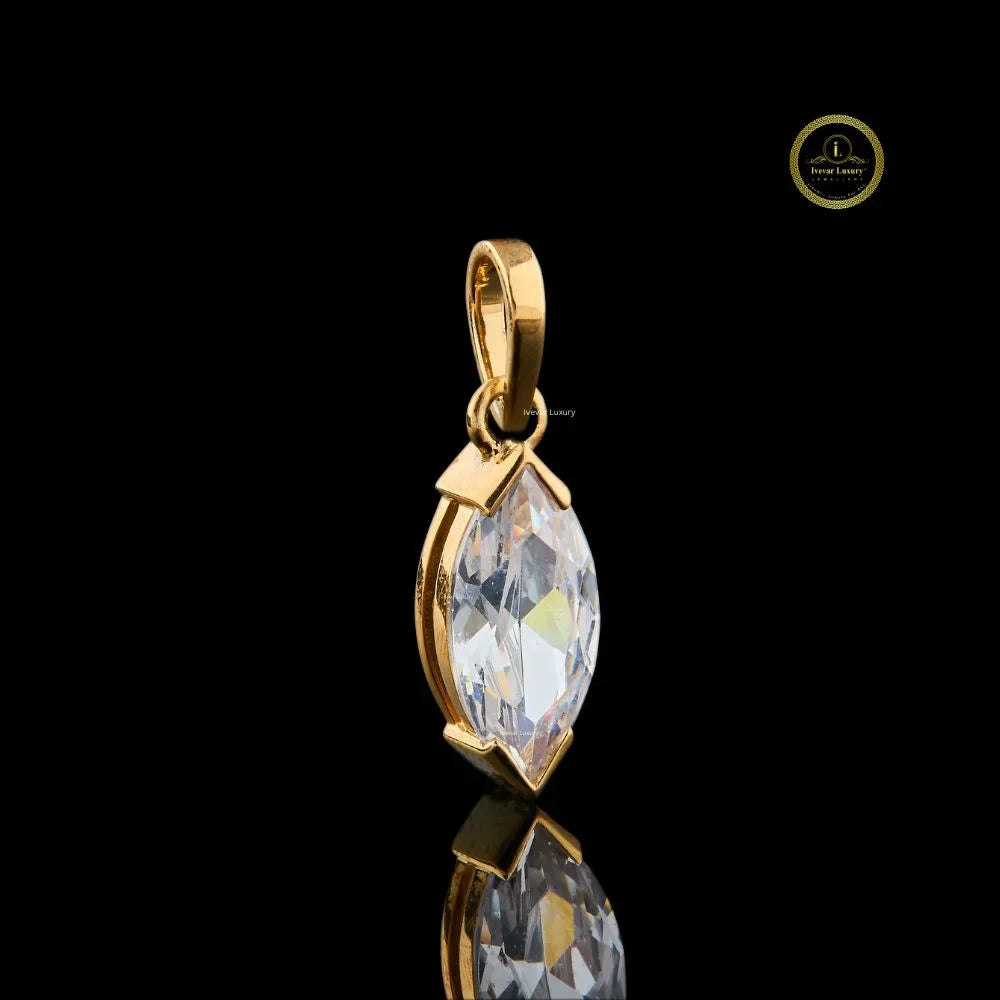Custom Marquise Moissanite Diamond Solitaire Pendant - View 3