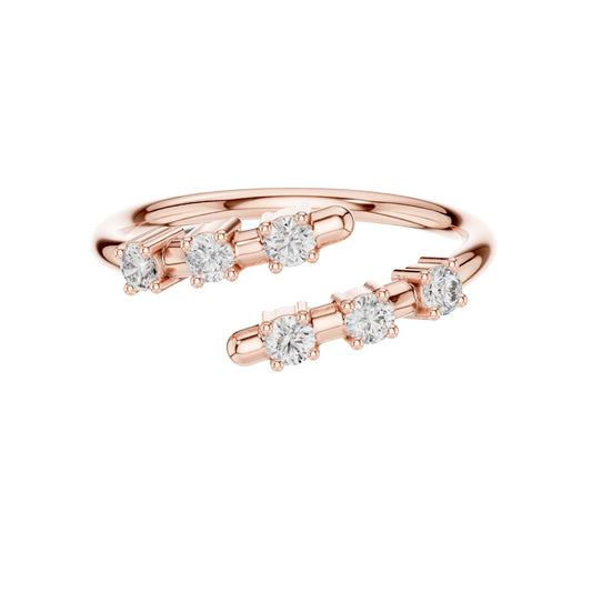 Round Open Bypass Moissanite Diamond Cluster Engagement Ring - View 2