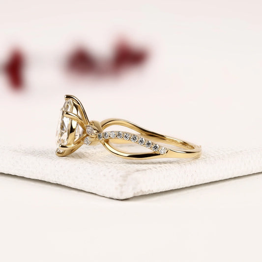 Pear Cut Moissanite Diamond Infinity Twist Engagement Ring - View 2