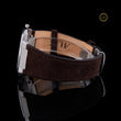 Luxury Silver Crystal Bezel Diamond Brown Strap Watch - View 3