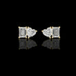 Dual Spark Heart & Emerald Cut Moissanite Diamond Stud Earrings