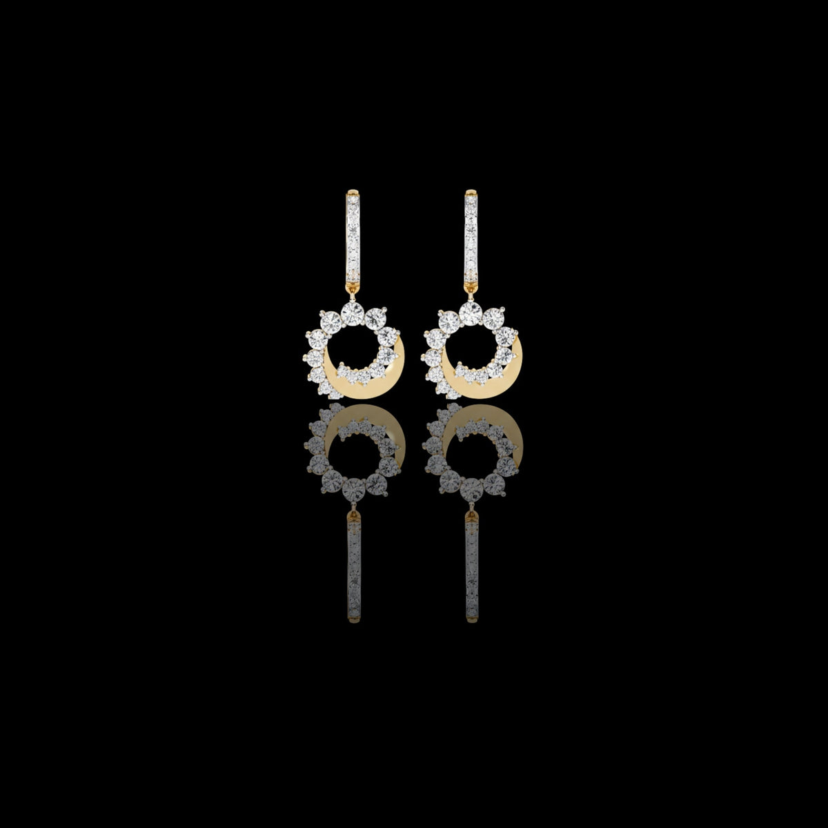 Luminous Crescent Sparkle Hoop Drop Earrings with Brilliant Round Lab Grown Diamond