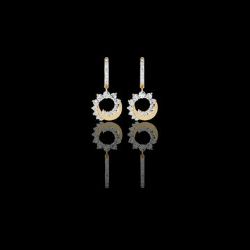 Luminous Crescent Sparkle Hoop Drop Earrings with Brilliant Round Lab Grown Diamond