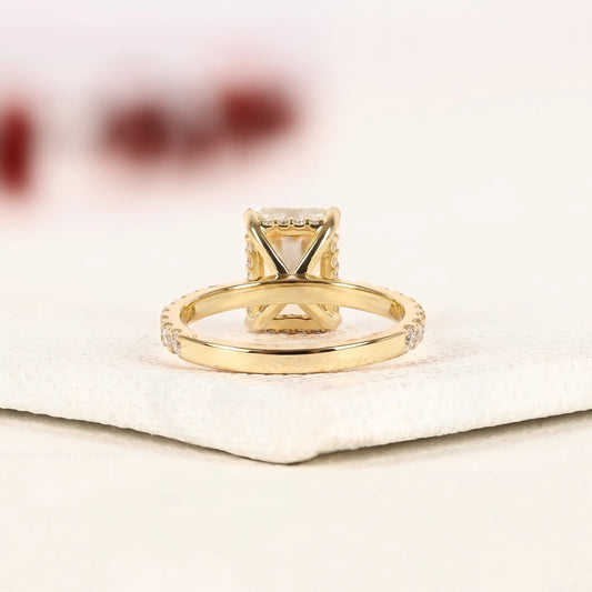 Radiant Cut Lab Diamond Pave Engagement Ring - View 2