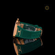 Rose Gold Green Dial Diamond Bezel Men's Rubber Strap Watch - View 3