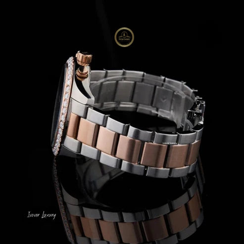 Two Tone Diamond Bezel Watch & Tennis Bracelet Set