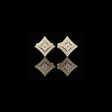 Luxurious Square Round Lab Diamond Stud Earrings with Multi Stone Brilliance