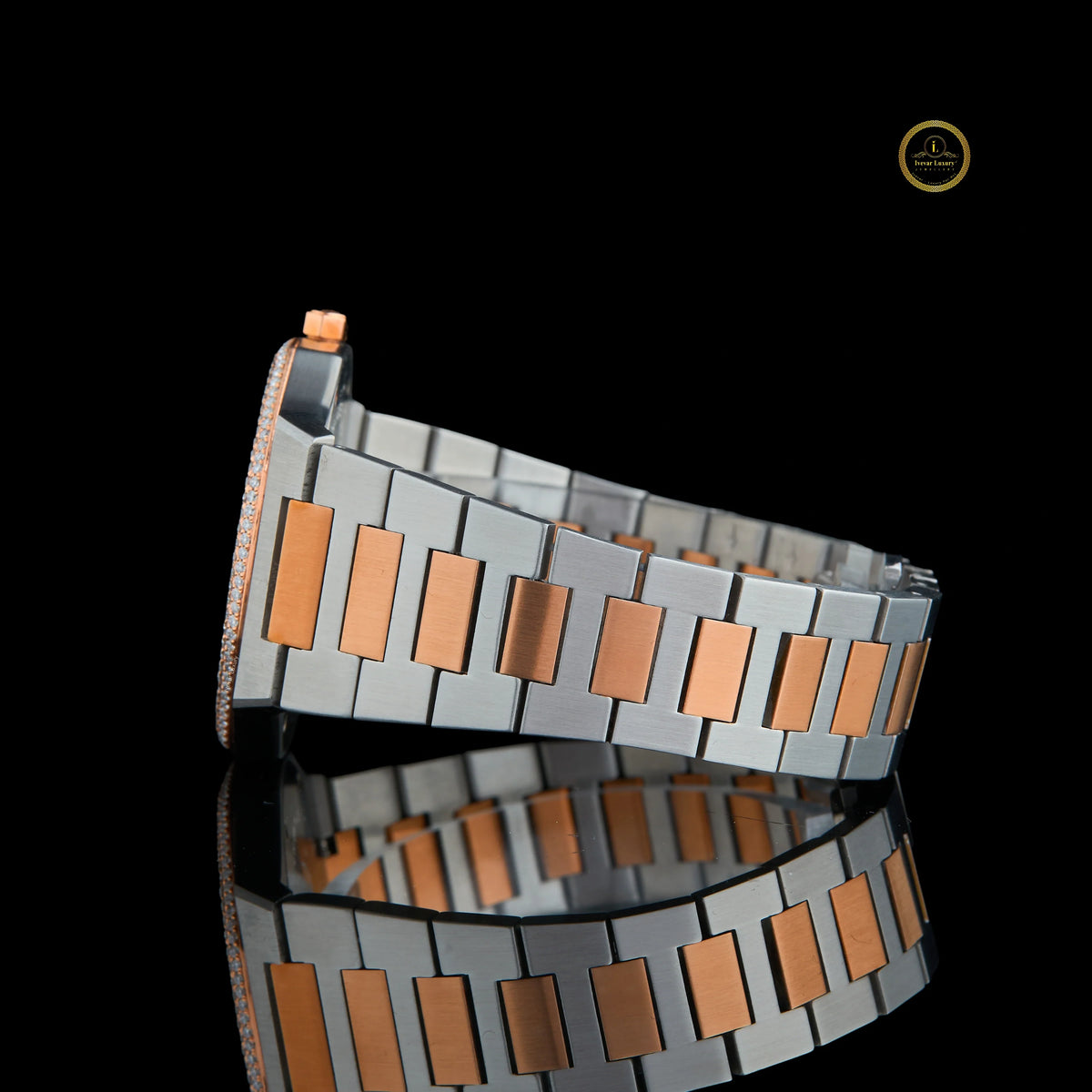 Two-Tone Silver and Rose Gold Ultra Slim Luxury Watch - View 3