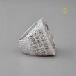 4.10 TCW Luxury Lab Diamond Encrusted Monogram Emblem Ring with Raised Signature Crest Design - View 3