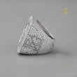 4.10 TCW Luxury Lab Diamond Encrusted Monogram Emblem Ring with Raised Signature Crest Design - View 4