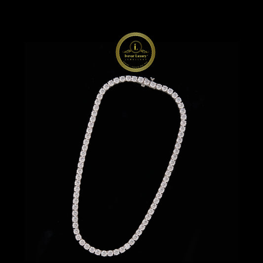 4 MM Hip Hop Lab Grown Tennis Chain 925 Solid Silver Iced Out Necklace for Men