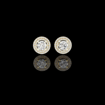 Radiant Aura Round Lab Diamond Stud Earrings with Double Halo Setting