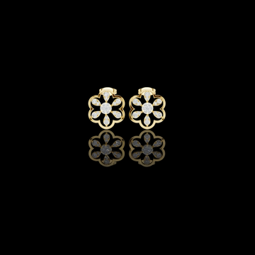 Scalloped Flower Petal Round Brilliant Cut Moissanite Diamond Stud Earrings Openwork Blossom
