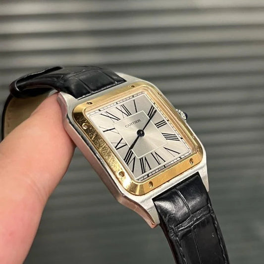 Square Roman Dial Leather Strap Classic Dress Watch