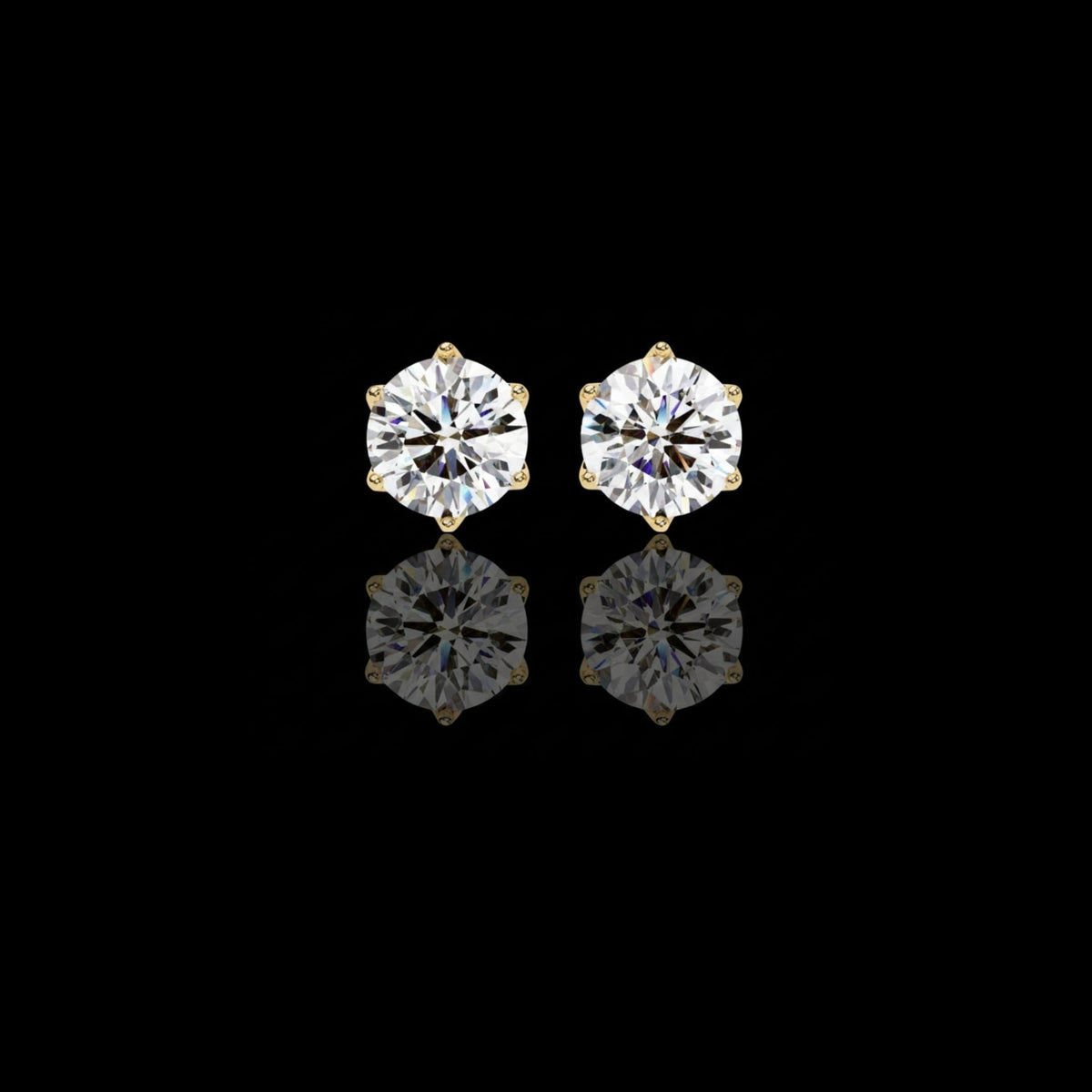Premium Elegant Six Prong Round Cut Moissanite Diamond Solitaire Earrings for Her