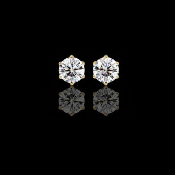 Premium Elegant Six Prong Round Cut Moissanite Diamond Solitaire Earrings for Her