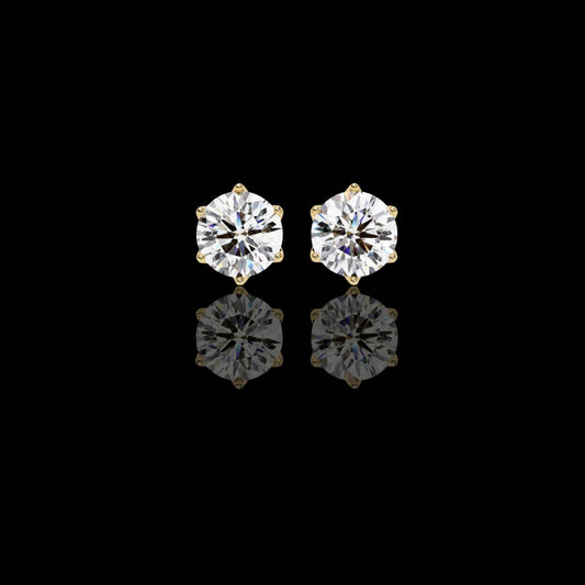 Premium Elegant Six Prong Round Cut Moissanite Diamond Solitaire Earrings for Her