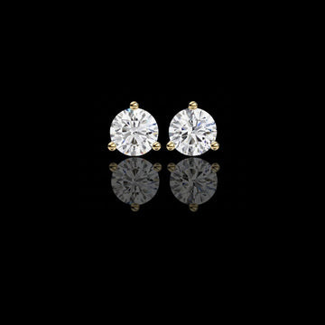 Premium Round Moissanite Diamond Stud Earrings Luxury Gift with Classic Three Prong Setting