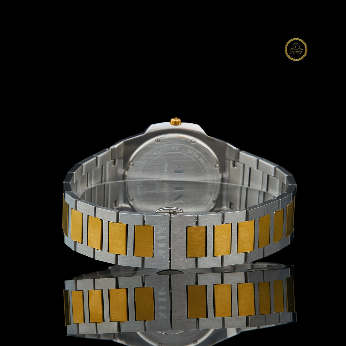 Men's Two-Tone Watch with Black Dial and Pave Diamond Bezel - View 4