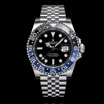 Black Dial GMT Watch with Two-Tone Ceramic Bezel
